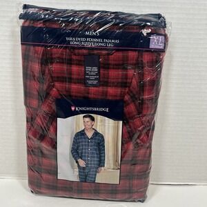 Vintage Knightsbridge Mens Flannel Long Sleeve Pajamas RED XL K-Mart NEW